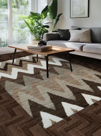 Thick Plush Chevron Shaggy Moroccan Area Rug 6x9