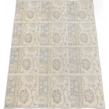 Muted Floral Oushak Turkish Area Rug 5x6