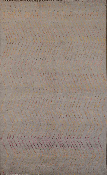 Chic Contemporary Gray Rug with Intricate Zigzag Lines for Living Area 5x8