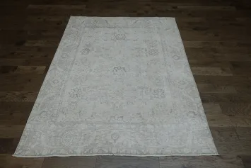 Muted Beige Gray Tabriz Distressed Persian Area Rug 6x9
