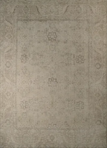 Muted Beige Gray Tabriz Distressed Persian Area Rug 6x9