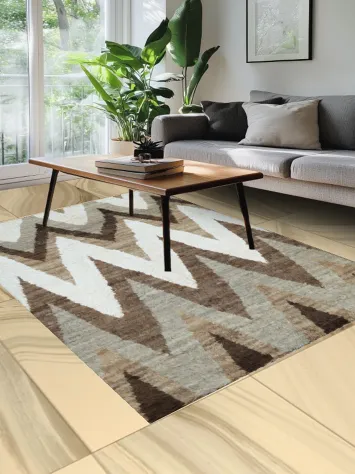 Stylish Brown Chevron Moroccan trellis Rug Ideal for Contemporary Interiors 5x8