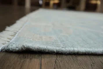 Elegant Sky Blue Oushak Turkish Rug with Intricate Floral Patterns 5x9