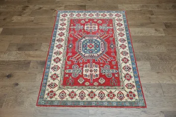 Geometric Super Kazak Oriental Area Rug 4x6