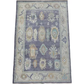 All-Over Oushak Turkish Vegetable Dye Area Rug 6x9