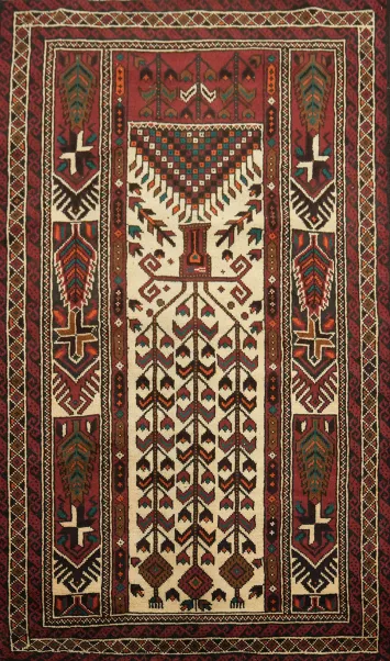 Geometric Balouch Afghan Oriental Rug 3x6