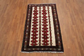 Handmade Wool Geometric Balouch Oriental Rug 3x6