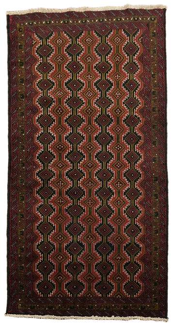 Geometric Balouch Oriental Rug 3x6