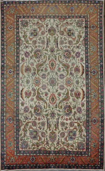 Antique All-Over Floral Tabriz Persian Area Rug 7x11