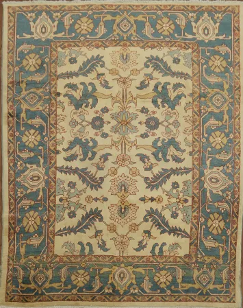 All-over Blue and Beige Persian Area Rug with Classic Persian Design 7x8