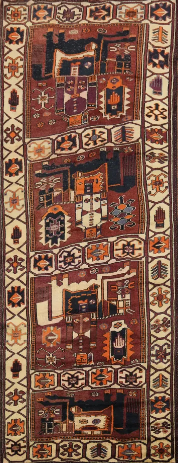 Geometric Red Lori Persian Runner Rug 5x12