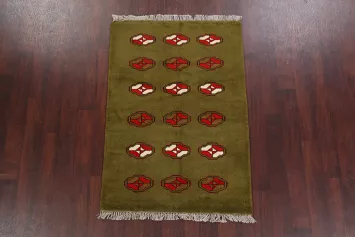 Green Geometric Gabbeh Shiraz Persian Area Rug 3x5