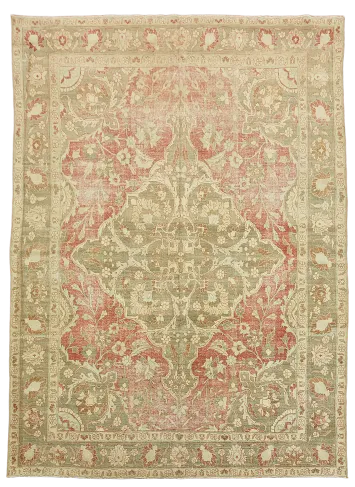 Pre-1900 Antique Vegetable Dye Tabriz Persian Area Rug 9x12