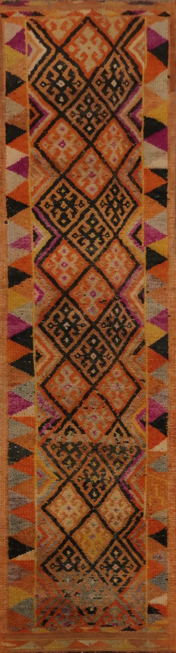 Vintage Moroccan Runner Rug 3x13 for Modern Interiors Decoration