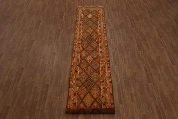 Vintage Geometric Moroccan Oriental Runner Rug 3x15