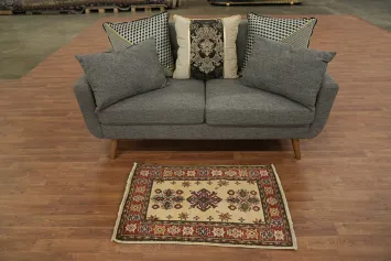 Geometric ivory Super Kazak Oriental Area Rug 2x3