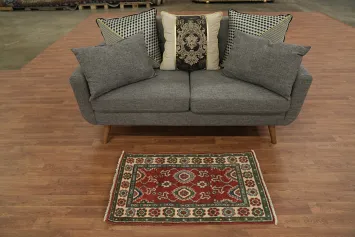 Red and Green Geometric Kazak Accent Rug 2x3