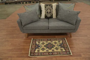 Geometric Ivory Super Kazak Oriental Area Rug 2x3