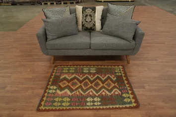 Geometric Reversible Kilim Oriental Area Rug 3x4