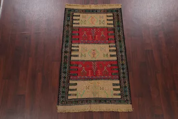 Tribal Sumak Kilim Hand-Woven Persian Area Rug 3x6