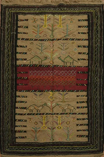 Tribal Sumak Kilim Hand-Woven Persian Area Rug 4x6
