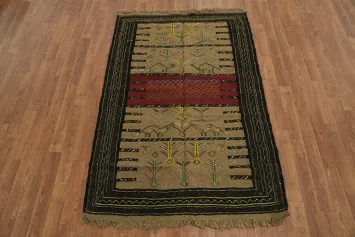 Tribal Sumak Kilim Hand-Woven Persian Area Rug 4x6