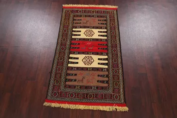 Tribal Sumak Kilim Hand-Woven Persian Area Rug 3x6