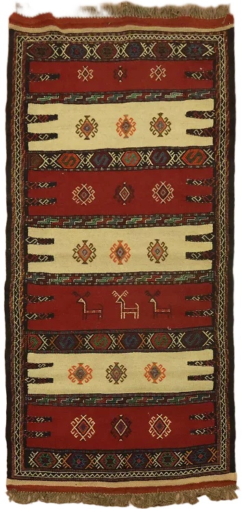 Tribal Sumak Kilim Hand-Woven Persian Area Rug 3x6