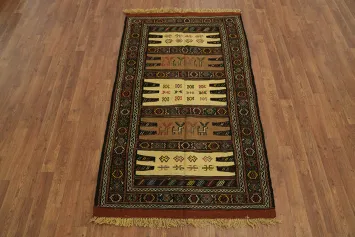 Tribal Sumak Kilim Hand-Woven Persian Area Rug 3x6