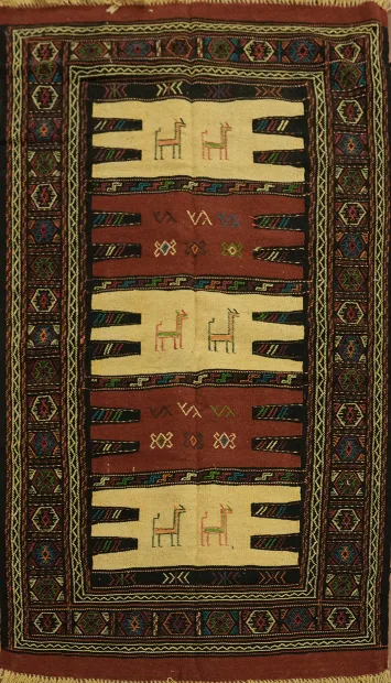 Tribal Sumak Kilim Hand-Woven Persian Area Rug 3x6