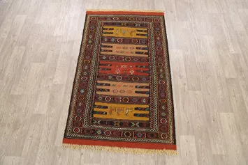 Tribal Sumak Kilim Hand-Woven Persian Area Rug 3x6