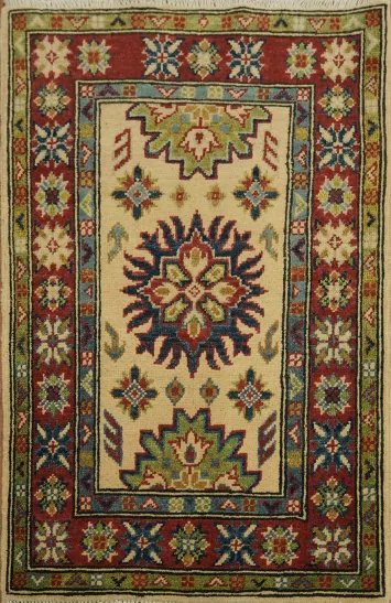 Traditional Red and Green Kazak Foyer Rug 2x3