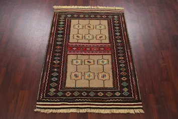 Tribal Sumak Kilim Hand-Woven Persian Area Rug 4x6