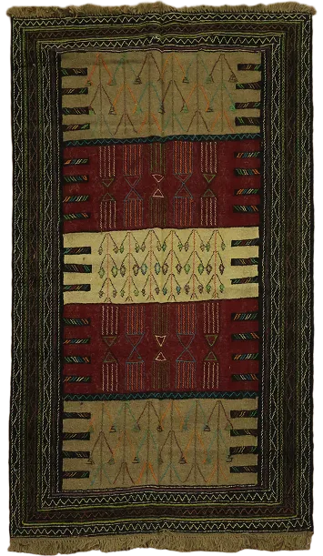 Tribal Sumak Kilim Hand-Woven Persian Area Rug 4x6