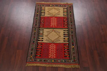 Tribal Sumak Kilim Hand-Woven Persian Area Rug 4x6