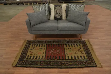 Bold Tribal Design Kilim Persian Rug in Earthy Colors for a Rustic Touch 3x6