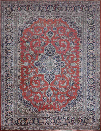 Handcrafted Luxury Kashan Dabir Vegetable Dye Persian Rug 11x14