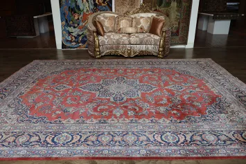 Handcrafted Luxury Kashan Dabir Vegetable Dye Persian Rug 11x14