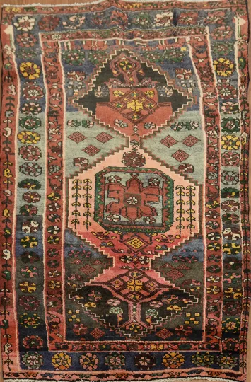 Vintage Tribal Hamedan Persian Rug 4x6