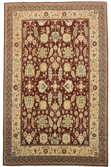 Elegant Maroon Egyptian Ziegler Vintage Large Rug 10'x14'
