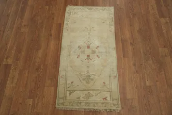 Vintage Muted Beige Turkish Rug with Subtle Motifs 2x3