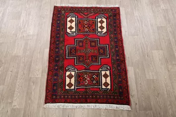 Geometric Hamedan Persian Area Rug 3x5