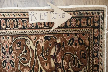 Vintage Floral Pattern Turkish Rug with Classic Brown Border Design 7x10