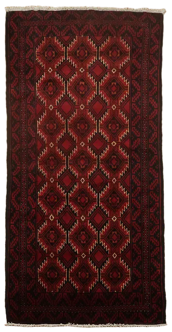 Geometric Balouch Afghan Oriental Tribal Wool Rug 3x6