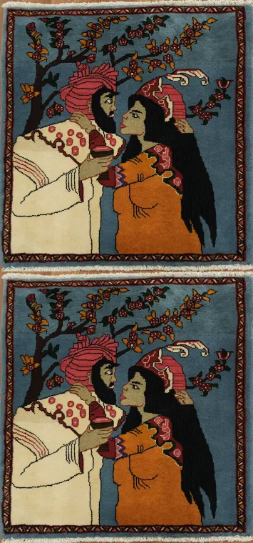 Pair of Persian Artistry Inspired Wool Rug with Rich Cultural Motifs 2x2