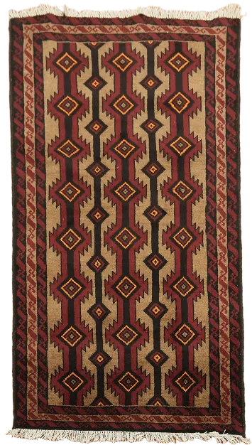 Geometric Balouch Afghan Oriental Area Rug 3x6