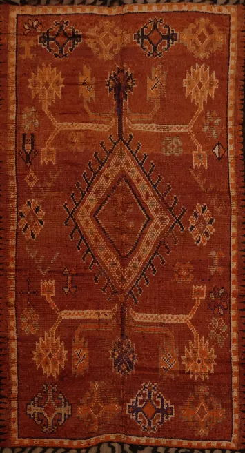 Antique Moroccan Vegetable Dye Area Rug 5x9