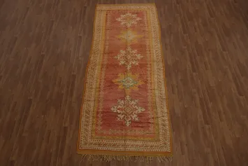 Antique Moroccan Vegetable Dye Runner Rug 4x11
