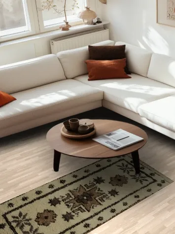 Artistic Handmade Moroccan Rug 3x6 in Neutral Colors and Patterns