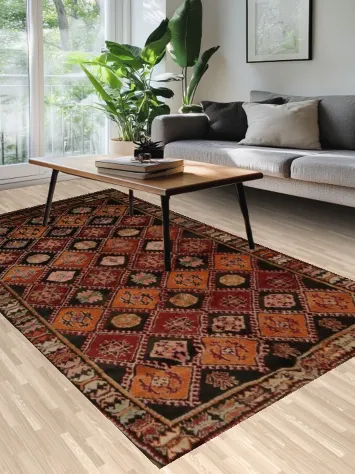 Artisan Crafted Moroccan Area Rug 6x11 with Rich Earthy Color Palette